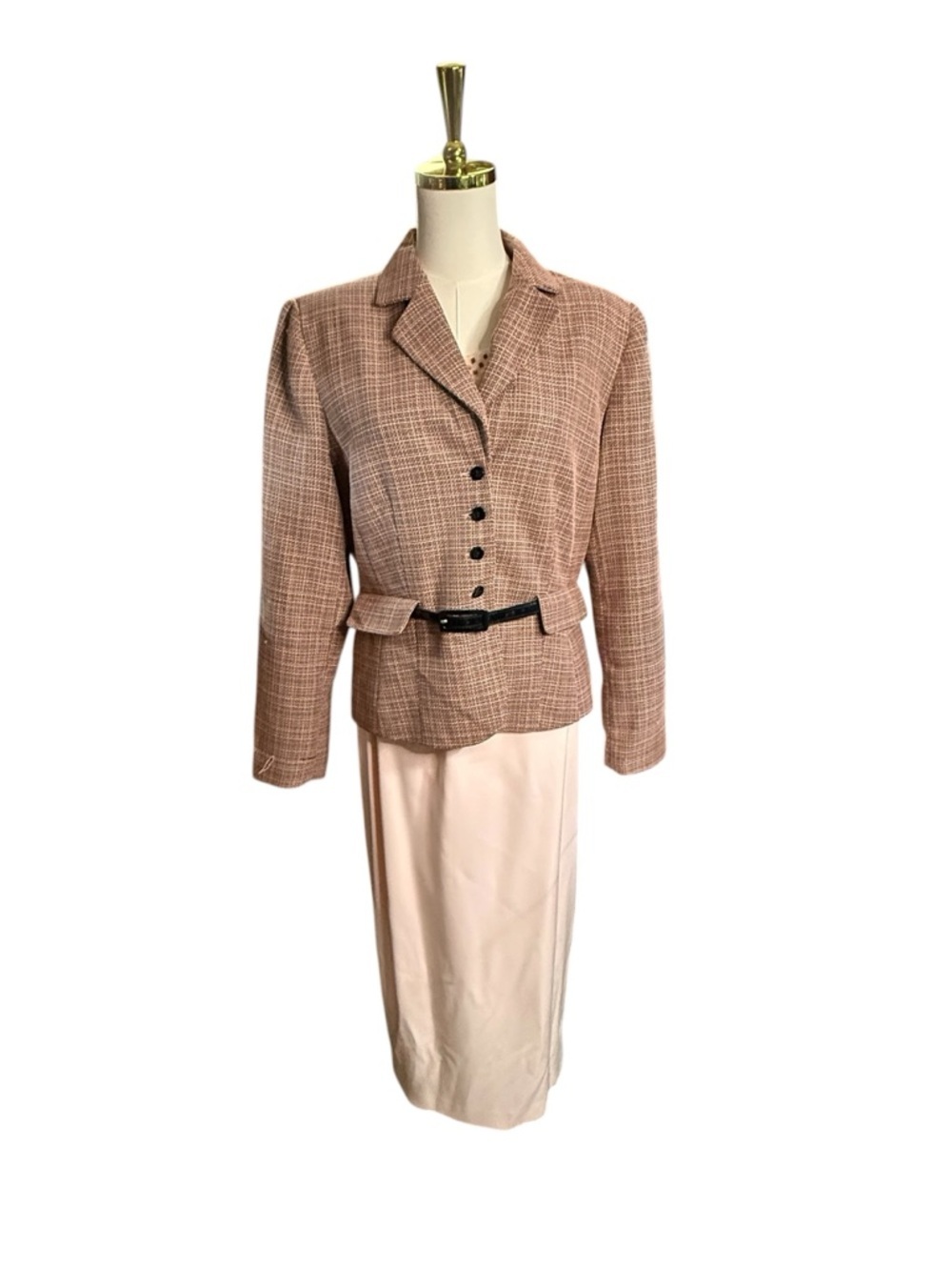 Vintage Giorgio Sant Angelo Tailored Light Pink Midi Dress, Top Tweed Jacket 14